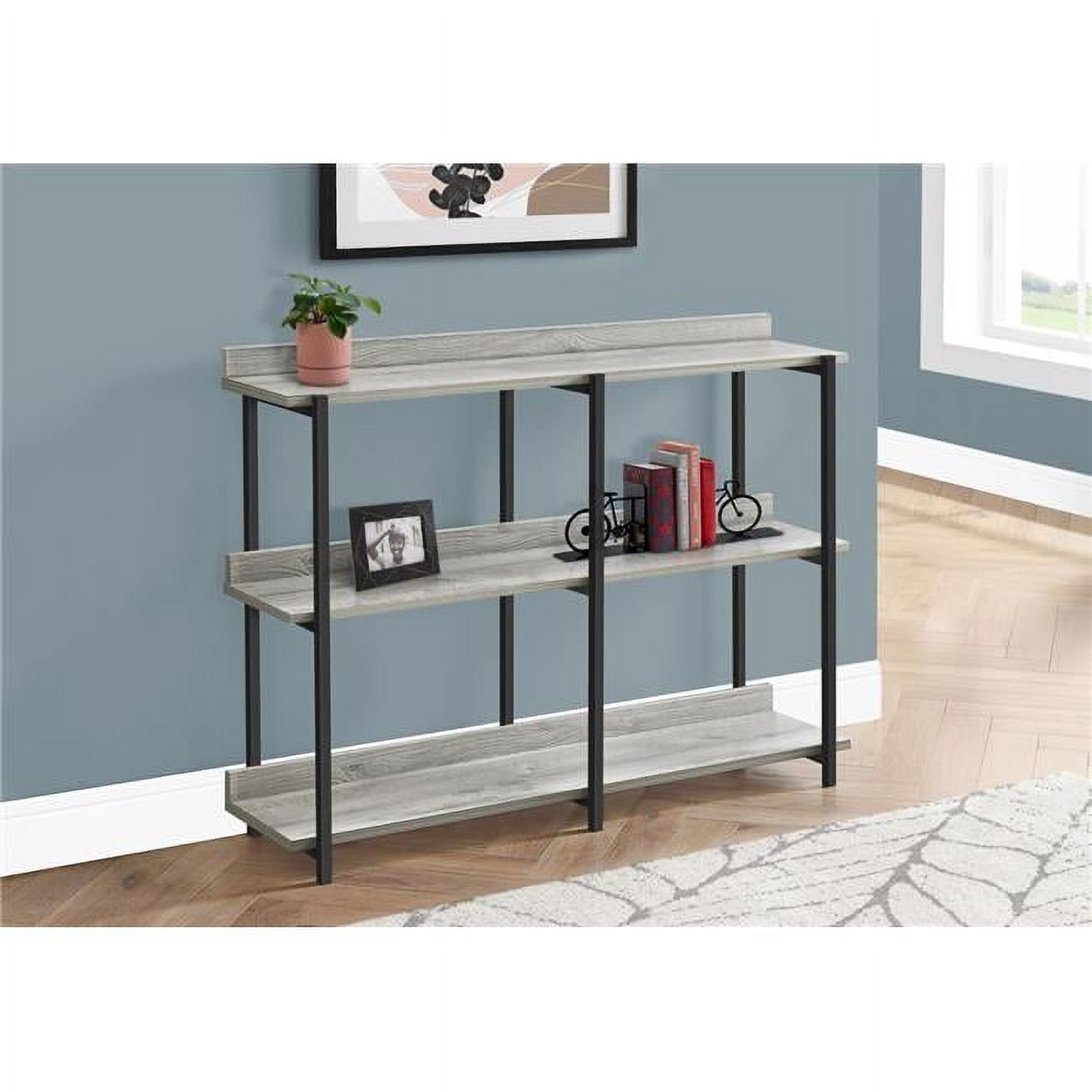 Monarch I 2217 48 in. Hall Console Accent Table, Grey Black Metal