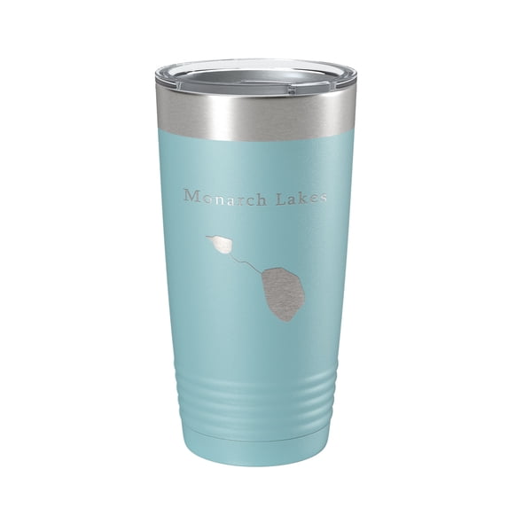 Monarch Lakes Map Tumbler Travel Mug Insulated Laser Engraved Coffee Cup California 20 oz Light Blue