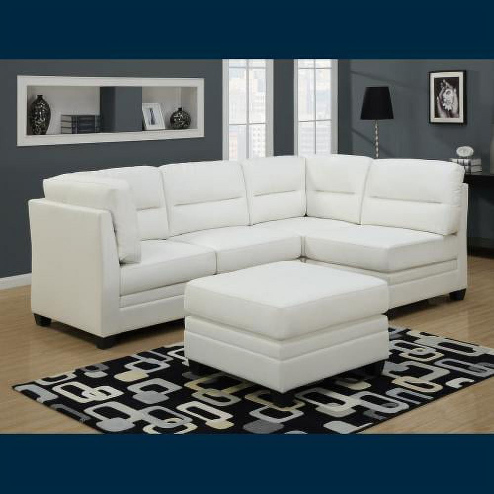 Monarch Leather Corner Unit Sofa in White Finish I 8302WH