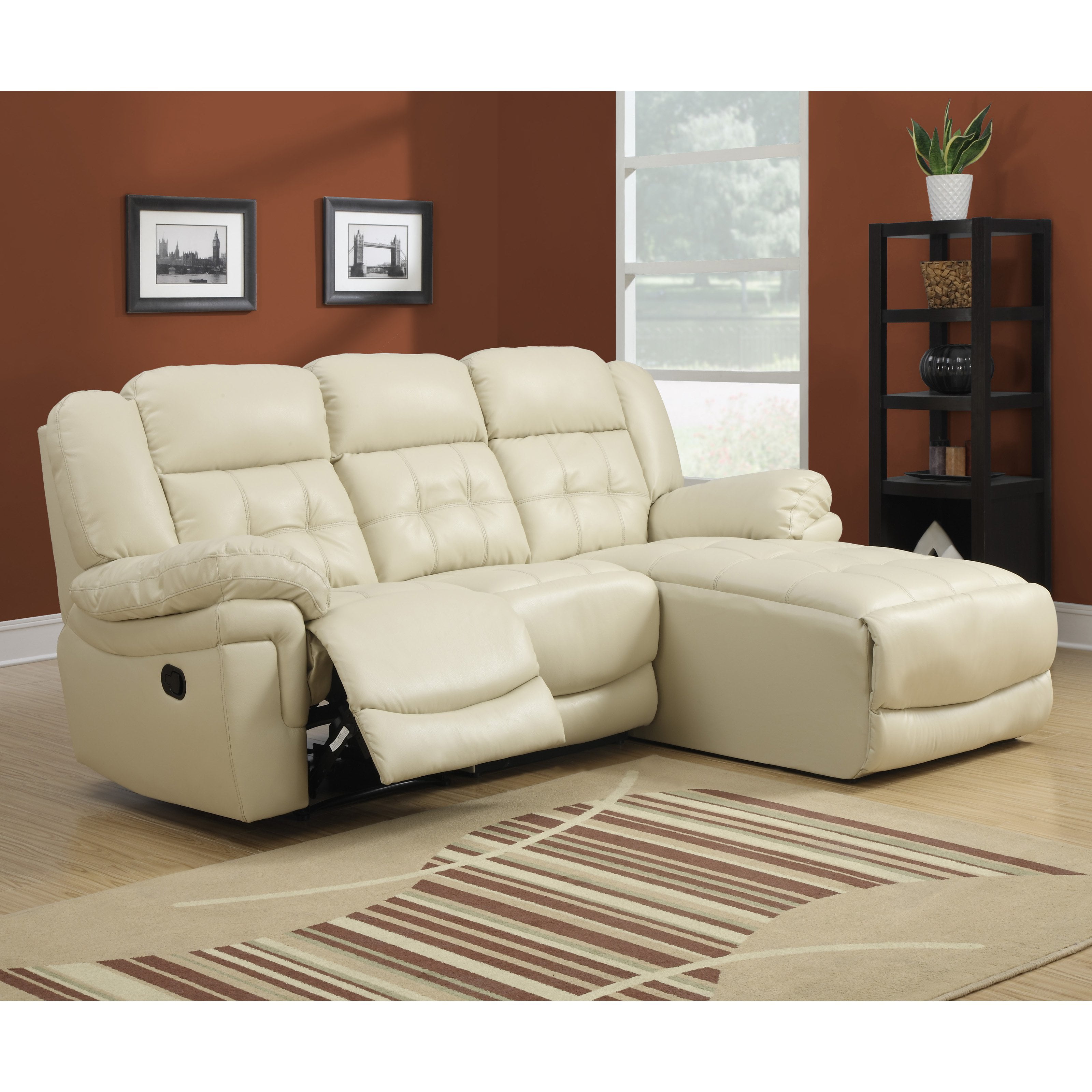 Monarch Leather Reclining Sofa Lounger