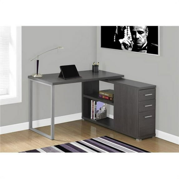 Monarch Left Or Right Facing Corner Computer Desk, Grey