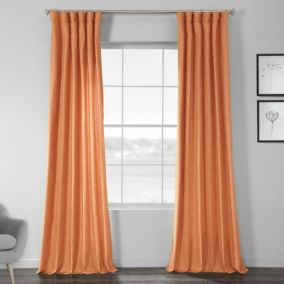 Monarch Orange Designer Shantung Faux Silk Curtain (1 Panel), Monarch Orange, 50W X 84L