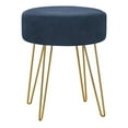 thumbnail image 1 of Monarch Ottoman, Pouf, Footrest, Foot Stool, 14 Round, Blue Fabric, Gold, 1 of 4