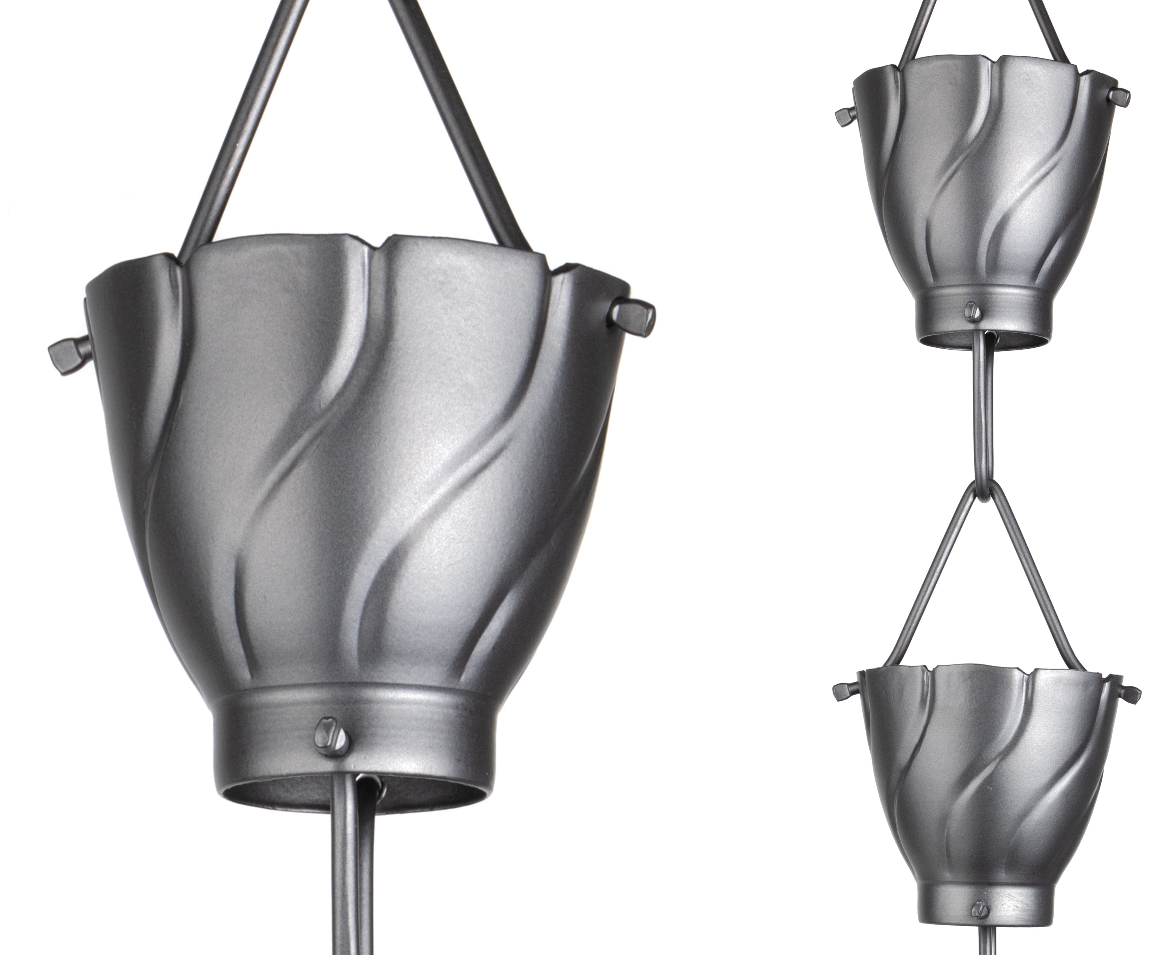 Pewter Aluminum Akira 8.5 ft Rain Chain with Large Cups