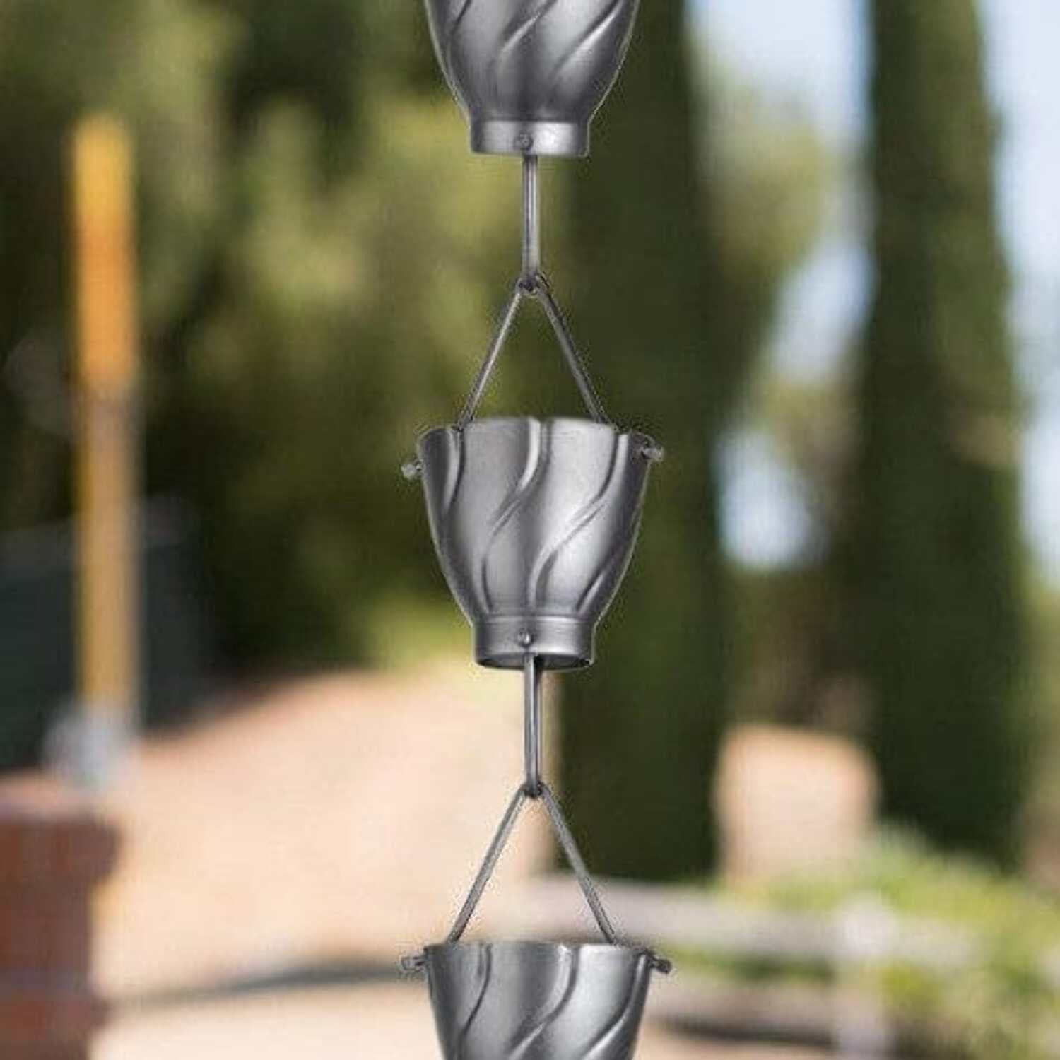 Pewter Aluminum Akira 8.5 ft Rain Chain with Large Cups