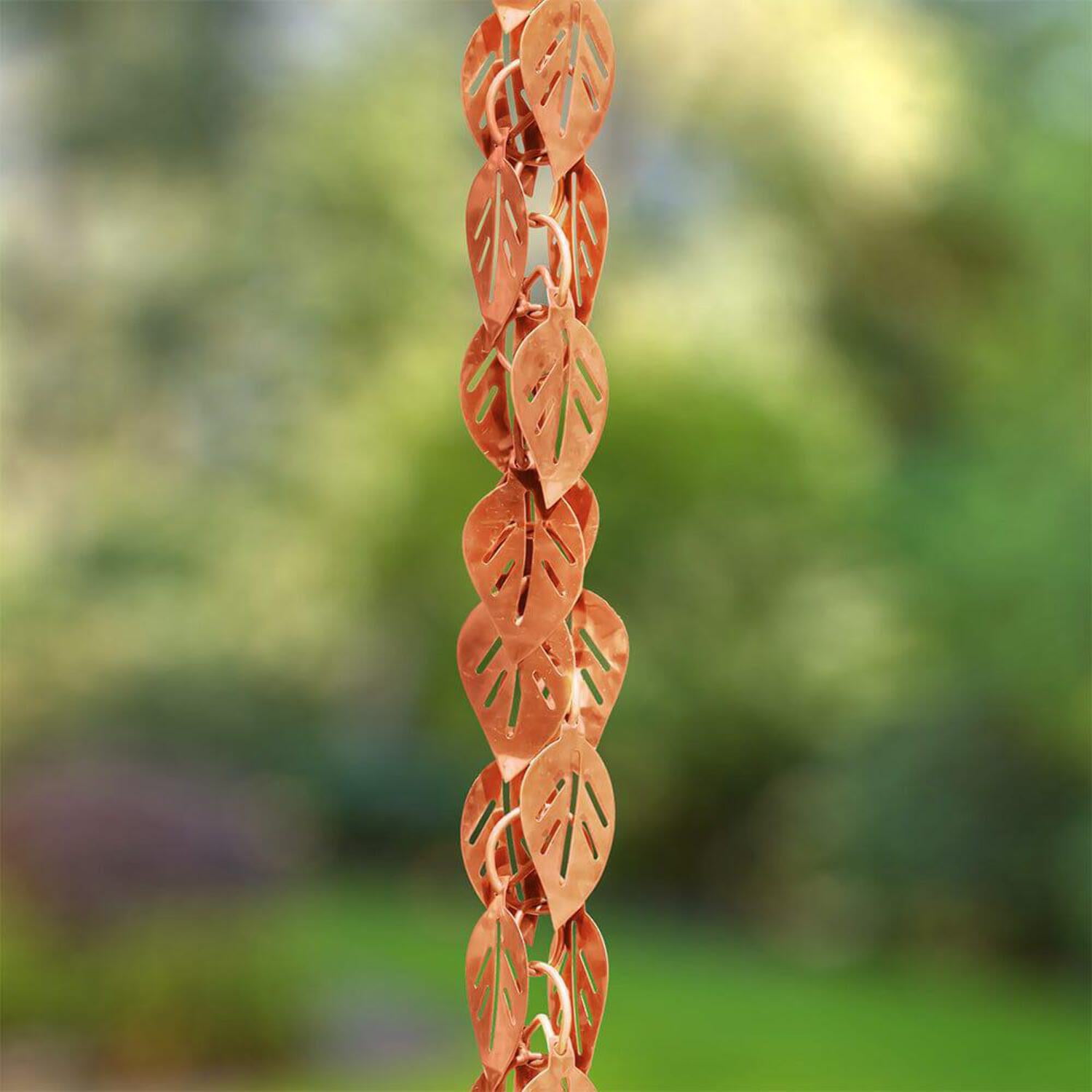 Pure Copper Cascading Leaves 8.5 ft Rain Chain