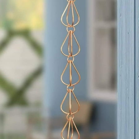 Monarch Rain Chains Pure Copper Teardrop Rain Chain Replacement Downspout for Gutters, 8.5 feet Lgth