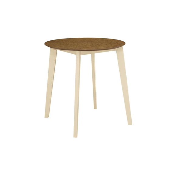 Monarch Specialties 30 in Round Transitional Style Top Dining Table, Oak/Cream