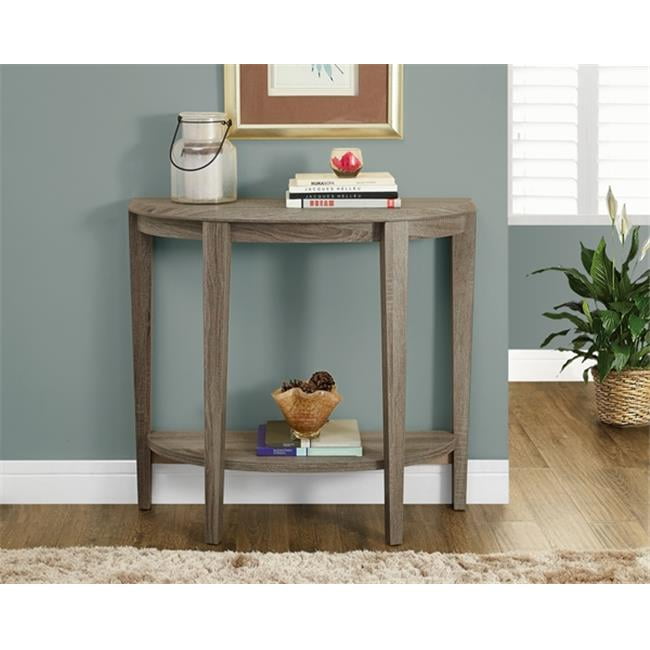 Elegant Demilune Dark Taupe Wood Console with Dual Storage