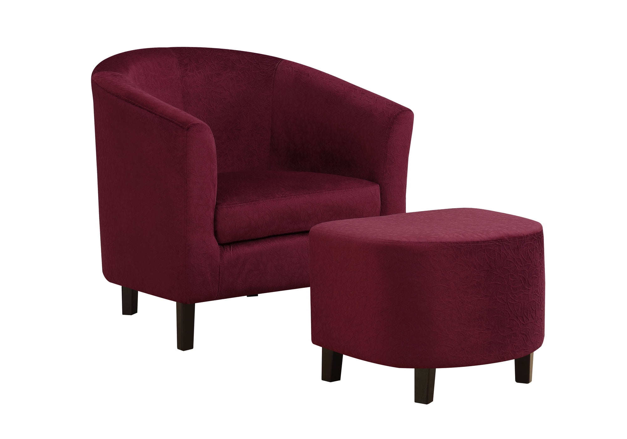 Monarch Specialties Accent Chair 2Pcs Set Dark Red Floral Velvet