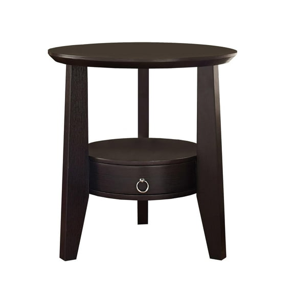Monarch Specialties Accent Table 23"Dia, Cappuccino With 1 Drawer