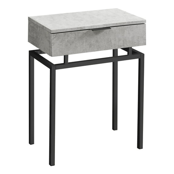 Monarch Specialties Accent Table - 24"H, Grey Cement, Black Nickel Metal