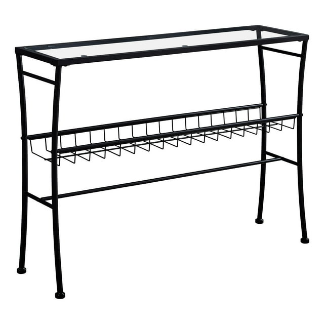 Monarch Specialties Accent Table - 42"L, Black, Tempered Glass Hall Console