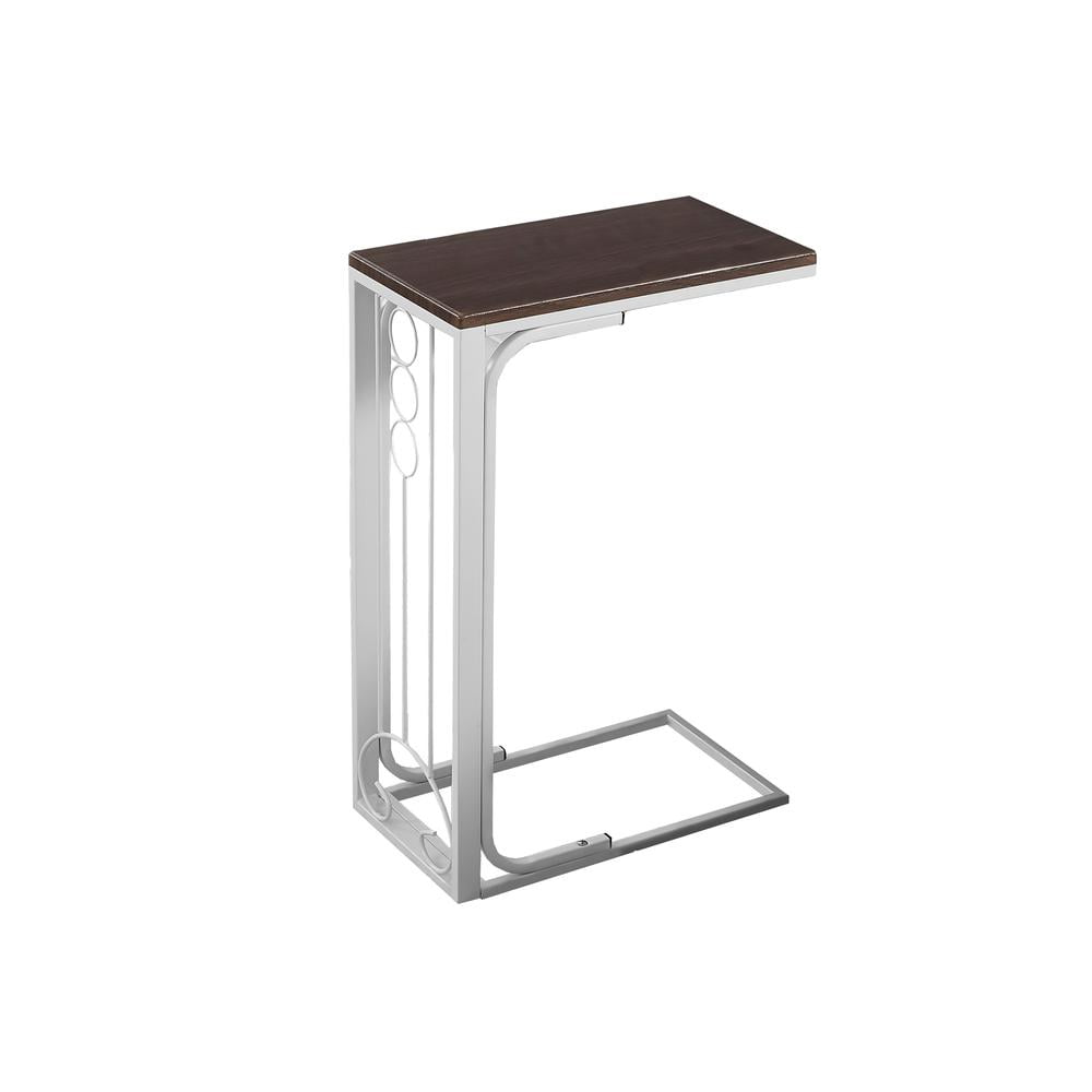 Modern Cherry Top & Antique White Metal Rectangular Side Table