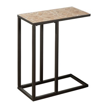 Monarch Specialties C-Shaped Accent Table – 24.75"H, White Laminate With Black Metal Base
