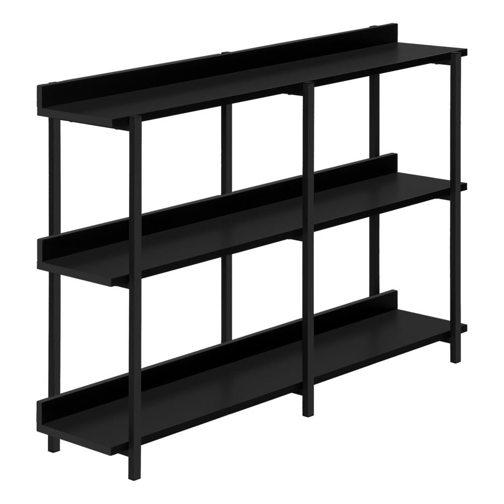 Black Metal and Wood Rectangular Console Table with Storage