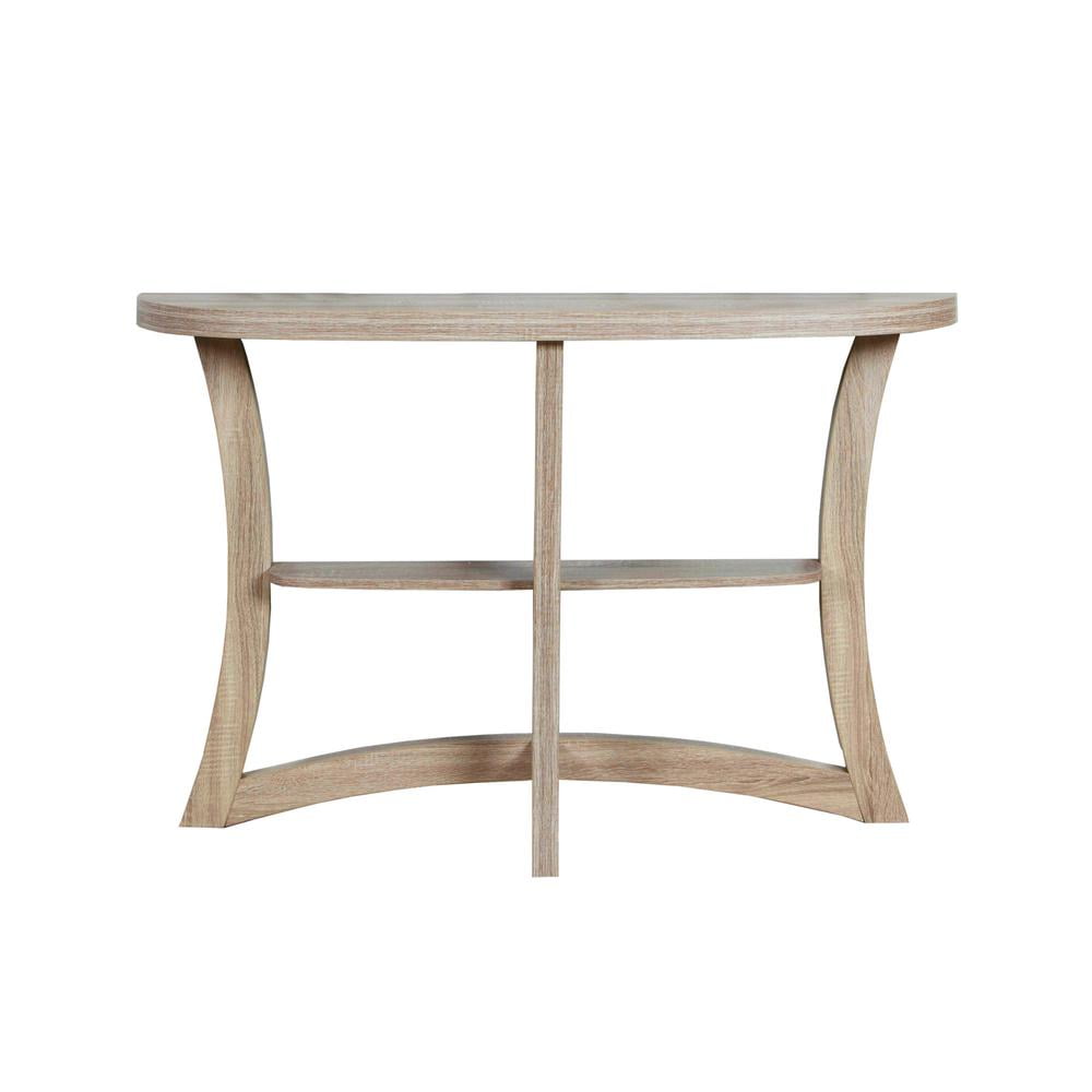 Brown Wood Demilune Console Table with Storage