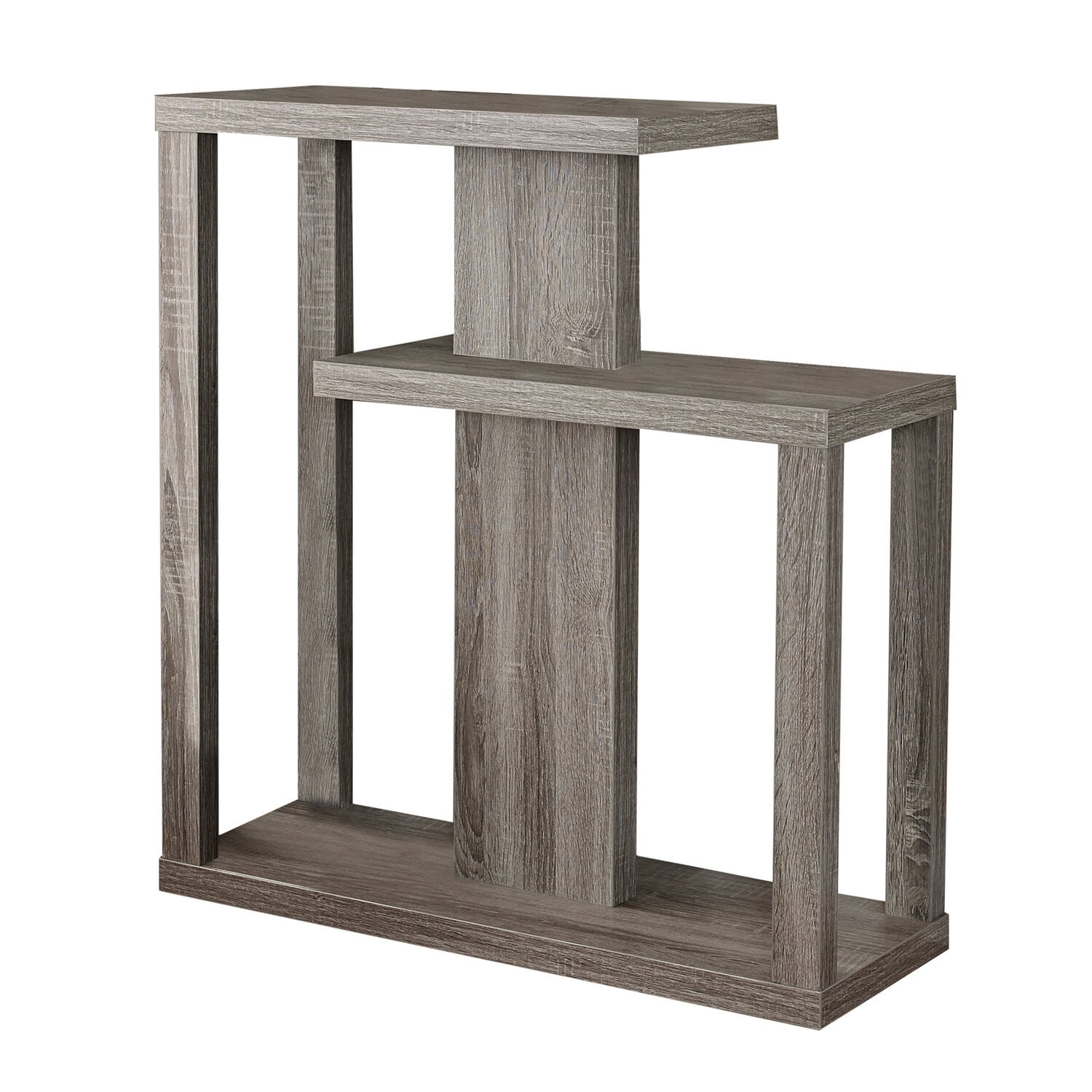 Contemporary Gray Wood 3-Tier Rectangular Console Table with Storage