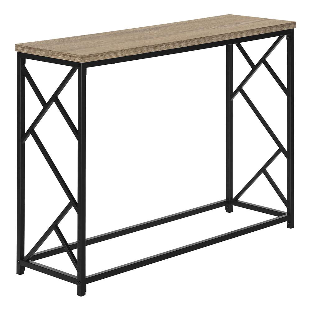 Taupe and Black Metal Rectangular Entryway Console Table