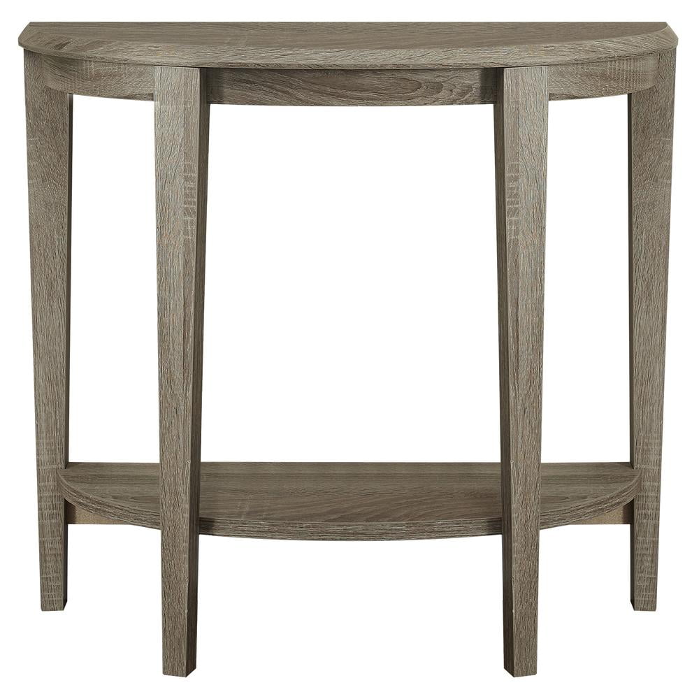 Elegant Demilune Dark Taupe Wood Console with Dual Storage