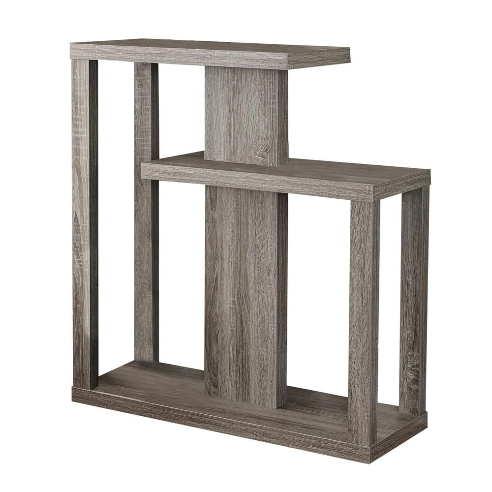 Contemporary Gray Wood 3-Tier Rectangular Console Table with Storage