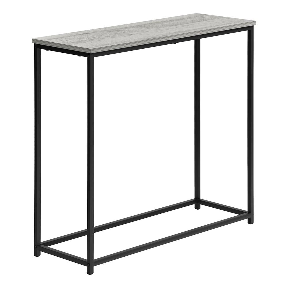 Gray Laminate and Black Metal Rectangular Console Table