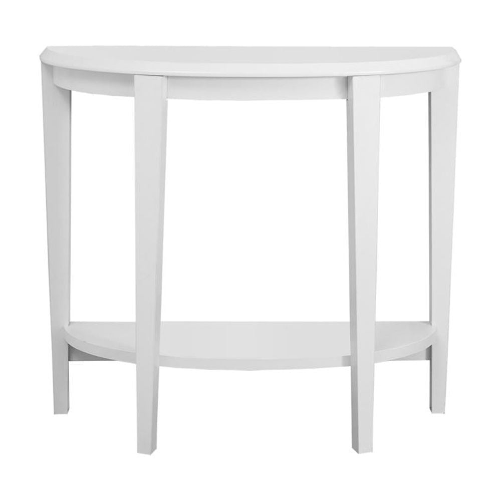 White Wood Demilune Console Table with Storage