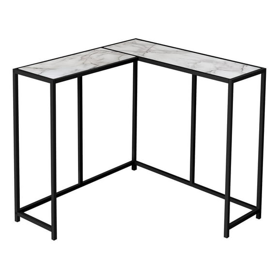 Monarch Specialties Accent Table, Console, Narrow, Corner, Bedroom, White Marble Look Laminate