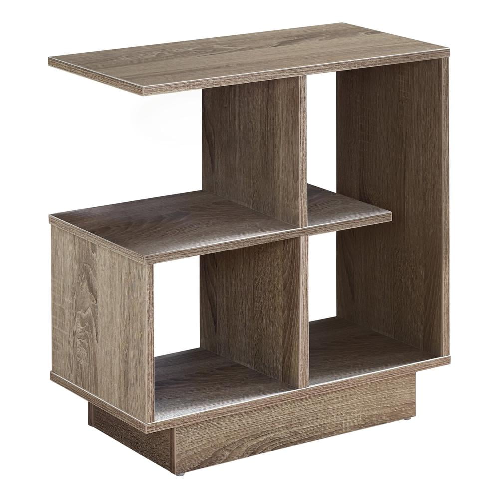 Contemporary Dark Taupe Wood and Metal Accent Table with Storage