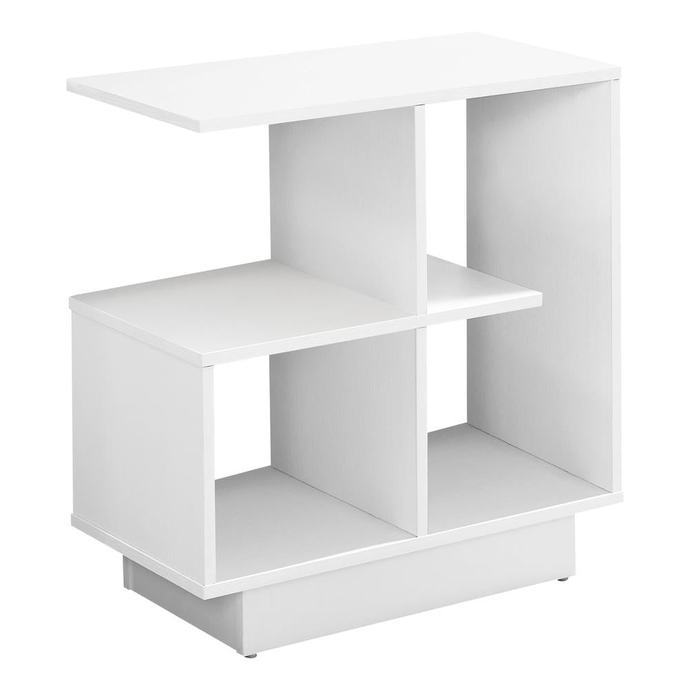 Contemporary White Rectangular Side Table with Storage Shelves