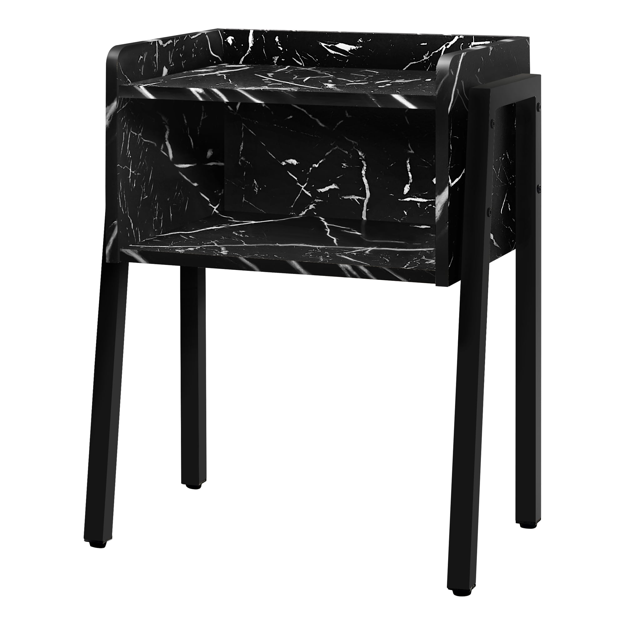 Black Marble and Metal Rectangular Accent Table