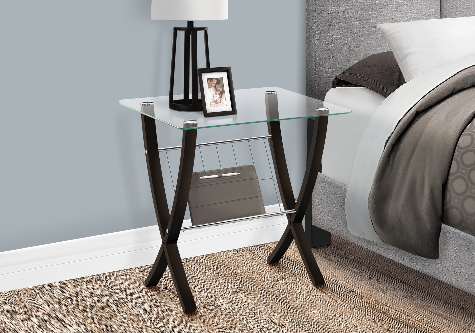 Monarch Specialties Accent Table, Side, End, Nightstand, Lamp, Bedroom, Clear Tempered Glass