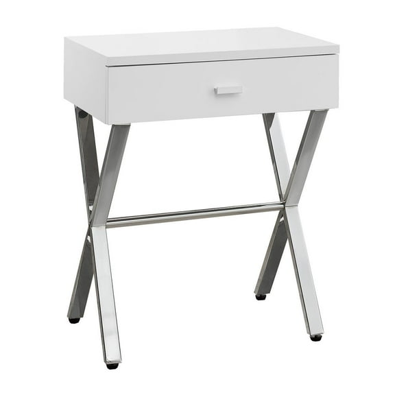 Monarch Specialties Accent Table, Side, End, Nightstand, Lamp, Bedroom, Glossy White Laminate