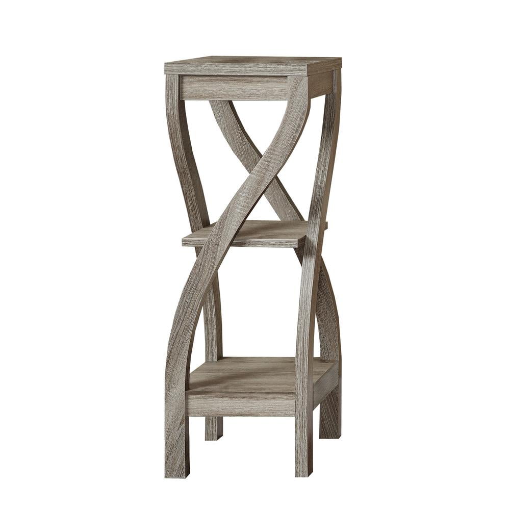 Curved Leg Contemporary Dark Taupe Wood Accent Table