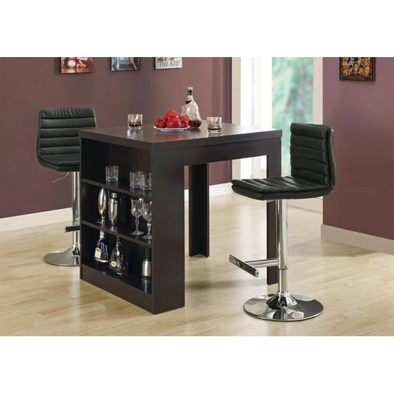 Monarch Specialties Barstool 2Pcs, Black, Chrome Metal Hydraulic Lift