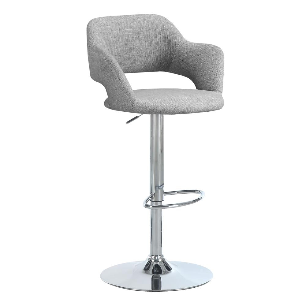 Charcoal Grey Chrome Adjustable Saddle-Style Swivel Bar Stool