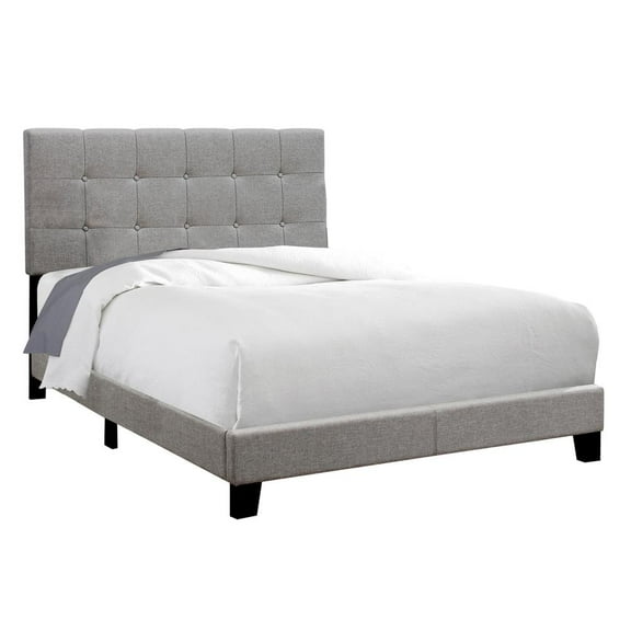 Monarch Specialties Bed - Full Size, Grey Black Linen