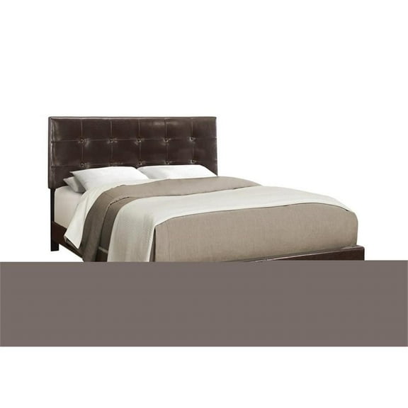 Monarch Specialties Bed, Queen Size, Bedroom, Upholstered, Brown Leather Look, Transitional