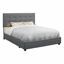 Monarch Specialties Bed, Queen Size, Platform, Bedroom, Frame, Upholstered, Linen Look, Wood Legs