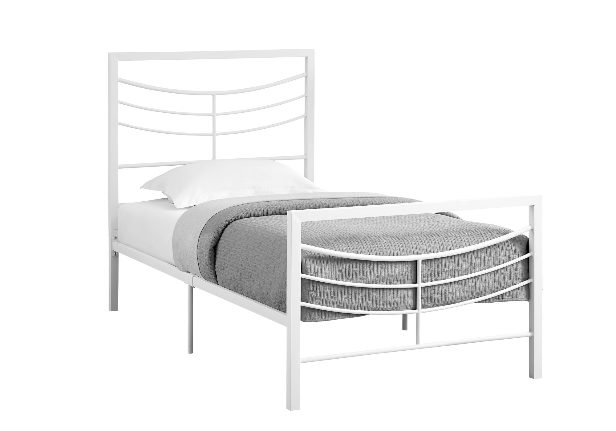 Monarch Specialties Bed Twin Size, White Metal Frame Only