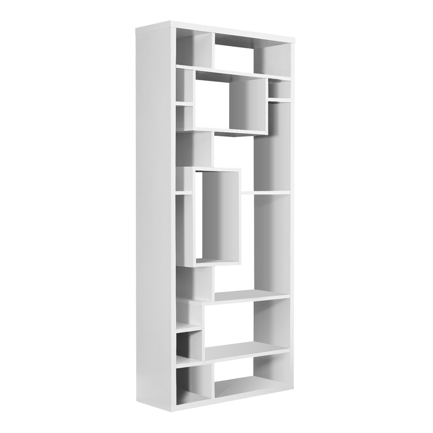 Contemporary White 72" High Asymmetrical Bookcase