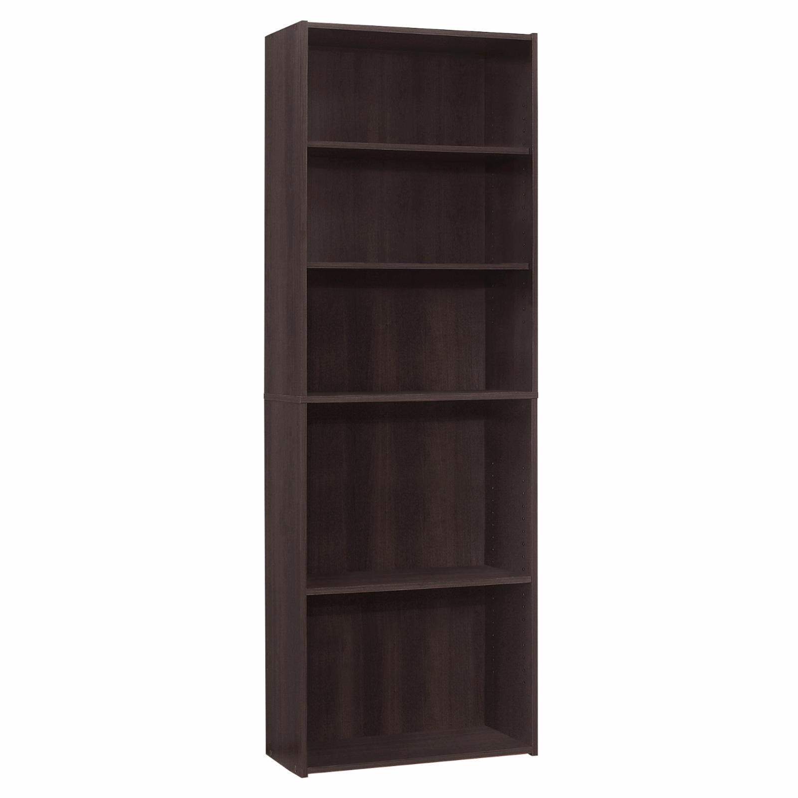 Monarch Specialties Bookshelf, Bookcase, 6 Tier, 72"H, Office, Bedroom, Brown Laminate
