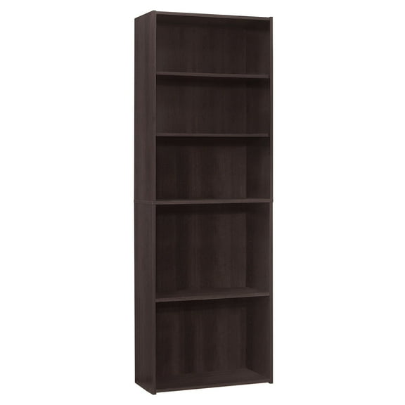 Monarch Specialties Bookshelf, Bookcase, 6 Tier, 72"H, Office, Bedroom, Brown Laminate, Transitional