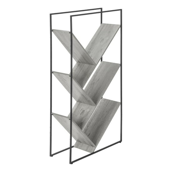 Monarch Specialties Bookshelf, Bookcase, Etagere, 3 Tier, 60"H, Office, Bedroom, Grey Laminate