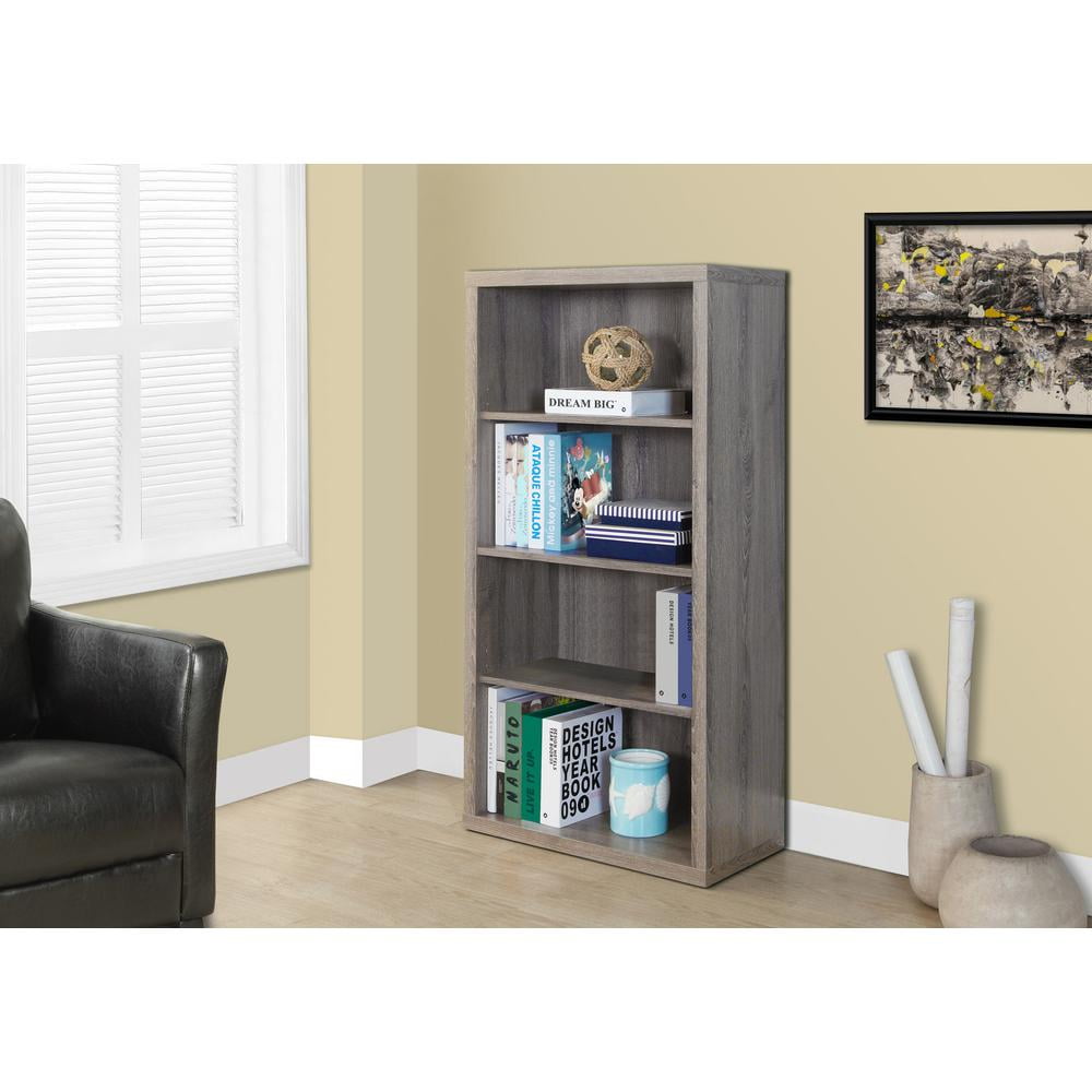 Dark Taupe Adjustable 48" Wood Bookcase