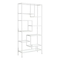Monarch Specialties Bookshelf, Bookcase, Etagere, 72"H, Office, Bedroom, Clear Tempered Glass