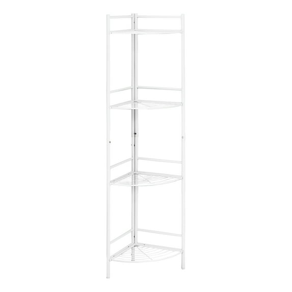 Monarch Specialties Bookshelf, Bookcase, Etagere, Corner, 3 Tier, 58"H, Office, Bedroom, White Metal