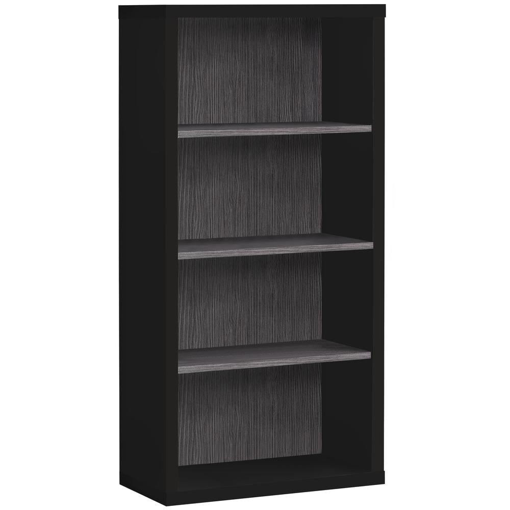 Contemporary Black and Gray Laminate 48" Adjustable Bookshelf