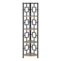Monarch Specialties Bookshelf, Etagere, Corner, 4 Tier, 62"H, Office, Bedroom, Brown Laminate