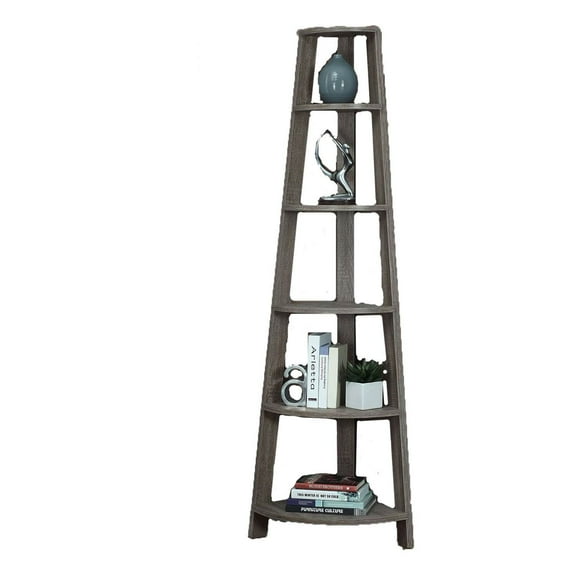 Monarch Specialties Bookshelf, Etagere, Corner, 5 Tier, 72"H, Office, Bedroom, Brown Laminate